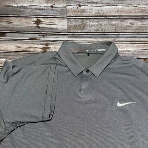 Nike Dri-FIT Tiger Woods Collection Golf Polo Shirt Men's XL Gray Stripe